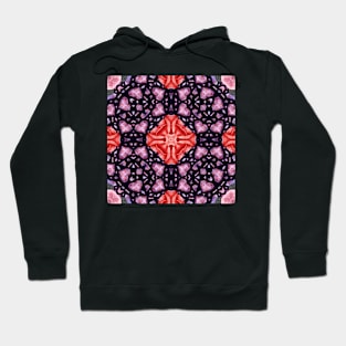 Crystal Hearts and Flowers Valentines Kaleidoscope pattern (Seamless) 38 Hoodie